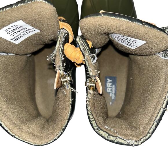 Sperry Saltwater Quilted Duck Boots Olive Green Waterproof Rubber – Women’s 7M - Picture 9 of 11